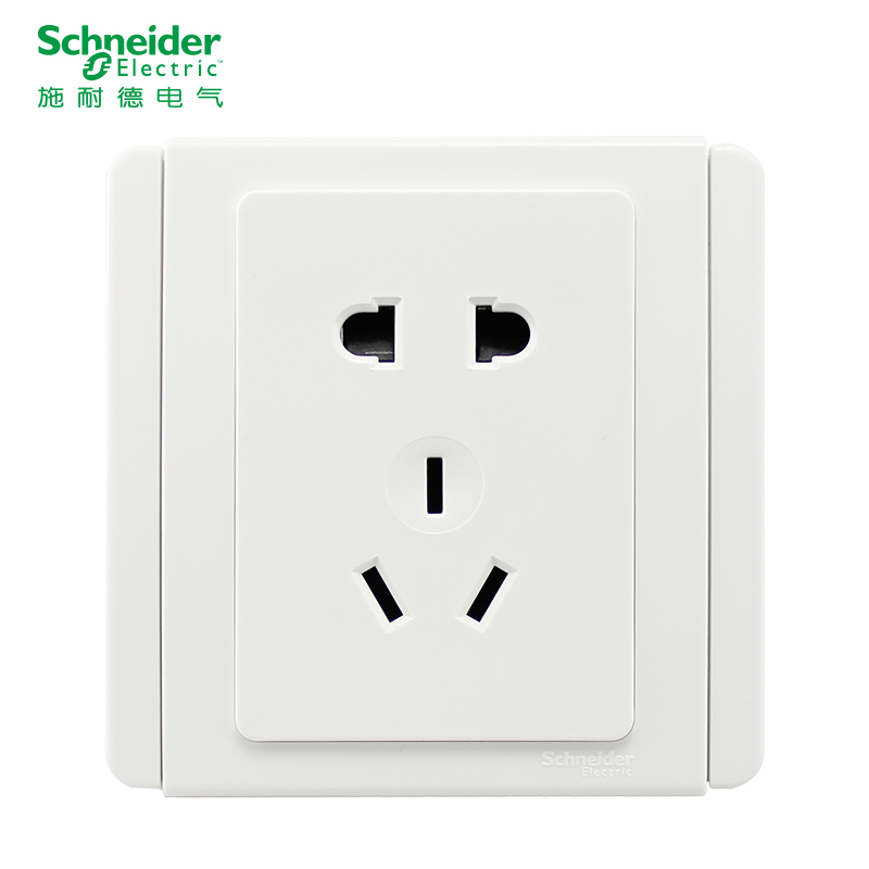 施耐德电气（Schneider Electric）电源插座 都会系列白色 10A二三插五孔插座墙壁电源 86型