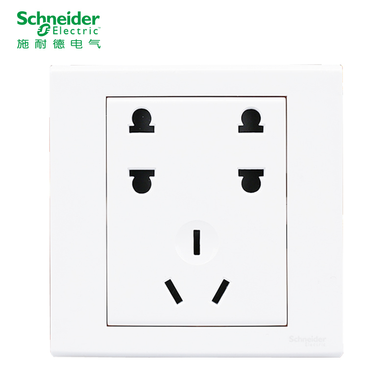 施耐德电气（Schneider Electric）电源插座 如意经典白 10A 二二三插 七孔插座墙壁电源 86型