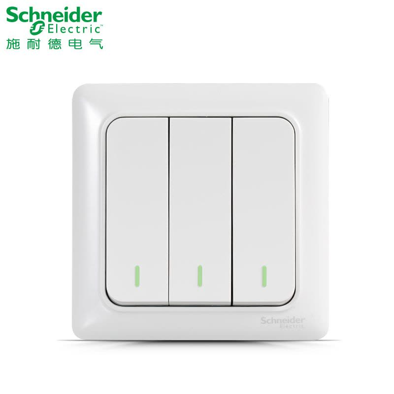 施耐德电气（Schneider Electric）三位三联单控 墙壁电源开关插座面板 10A 睿意白图片
