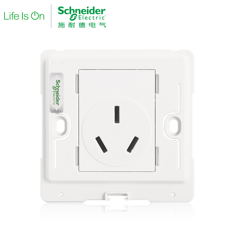 施耐德电气 （Schneider Electric）三孔插座空调电源墙壁开关 电源插座 16A 绎尚镜瓷白