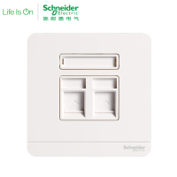 施耐德电气（Schneider Electric）开关插座 电话+电脑插座 电脑电话插座 绎尚镜瓷白