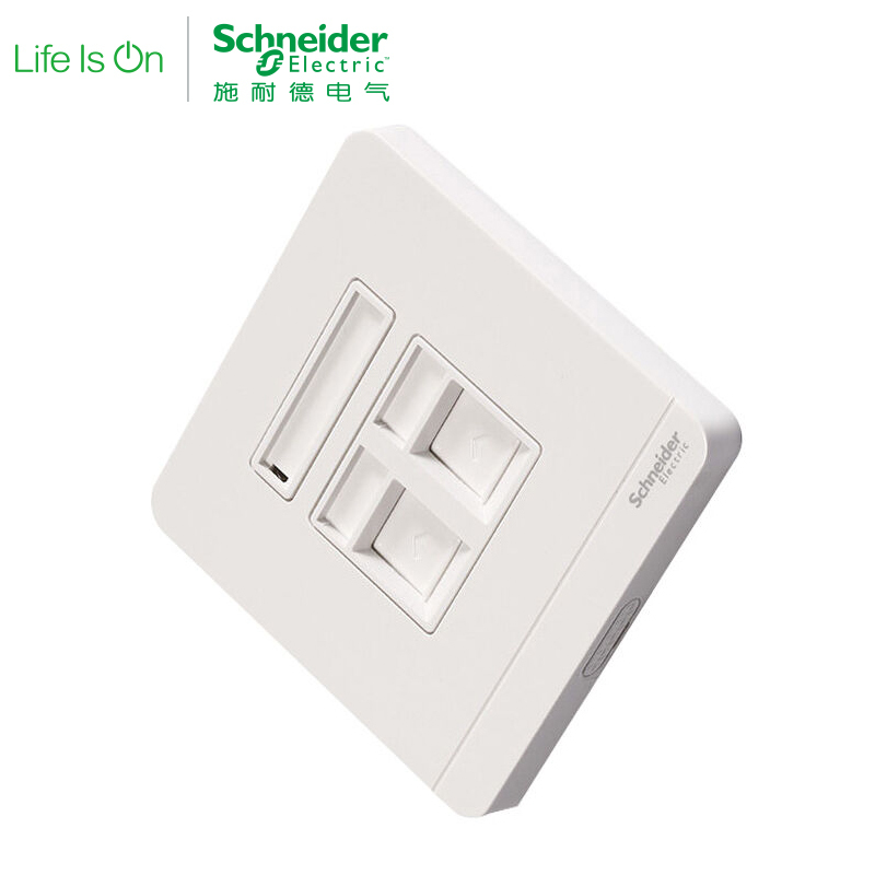 施耐德电气（Schneider Electric）开关插座 电话+电脑插座 电脑电话插座 绎尚镜瓷白