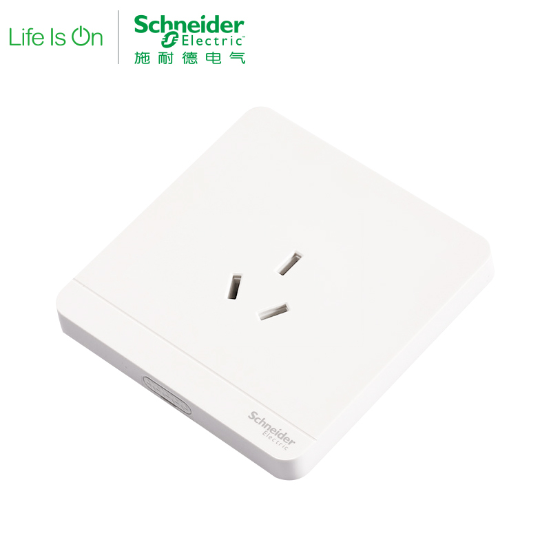 施耐德电气（Schneider Electric）一位三极三孔 墙壁开关电源 电源插座 86型 10A 绎尚镜瓷白