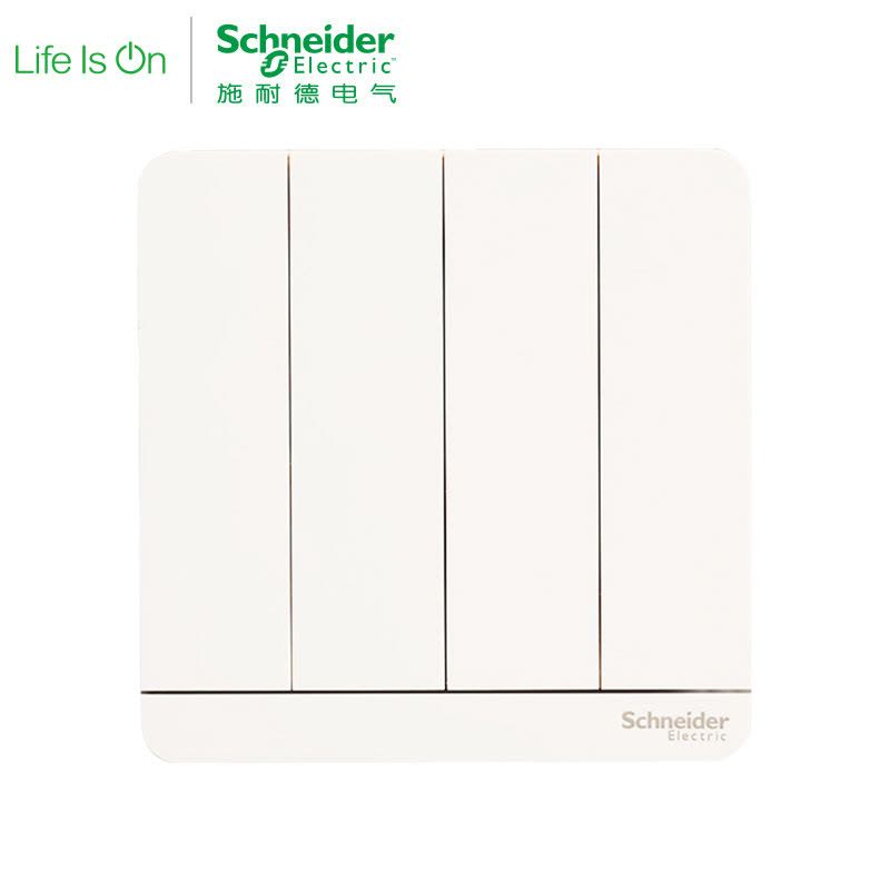 施耐德电气（Schneider Electric）开关插座面板 四开单控面板 绎尚系列镜瓷白16A图片