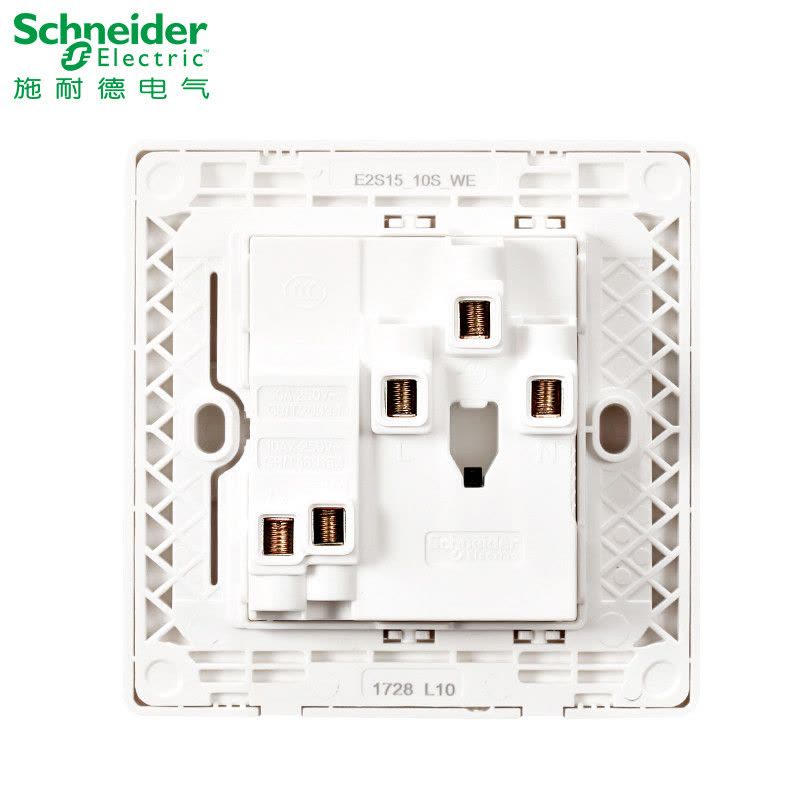 施耐德电气（Schneider Electric）电源插座 10A 250V 86型 开关三极扁脚插座（清雅白）图片