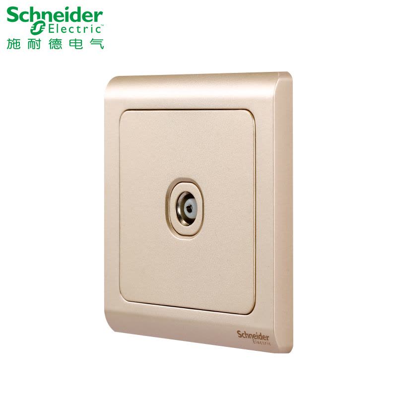 施耐德电气（Schneider Electric）开关插座86型 单联电视插座面板 弱电有线TV 轻逸格调金图片