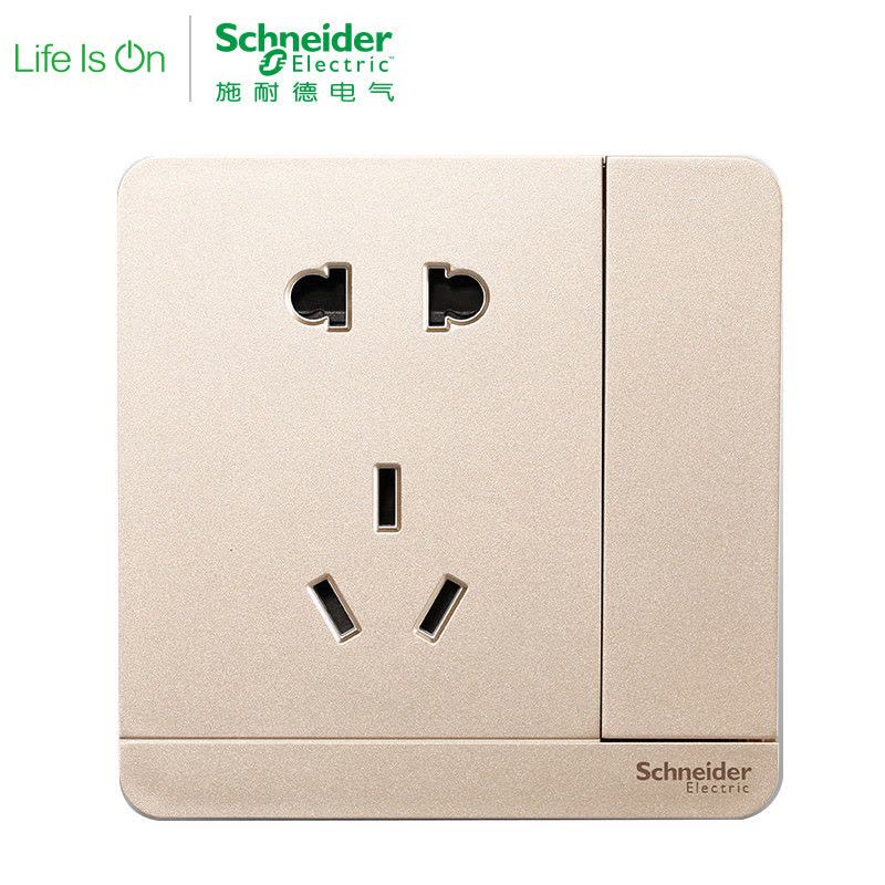 施耐德电气（Schneider Electric）绎尚系列薄暮金 五孔插座 墙壁电源 开关面板 电源插座86型图片