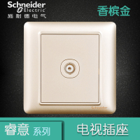 施耐德电气（Schneider Electric）开关插座 单联电视插座面板86型 墙壁弱电插座 睿意金