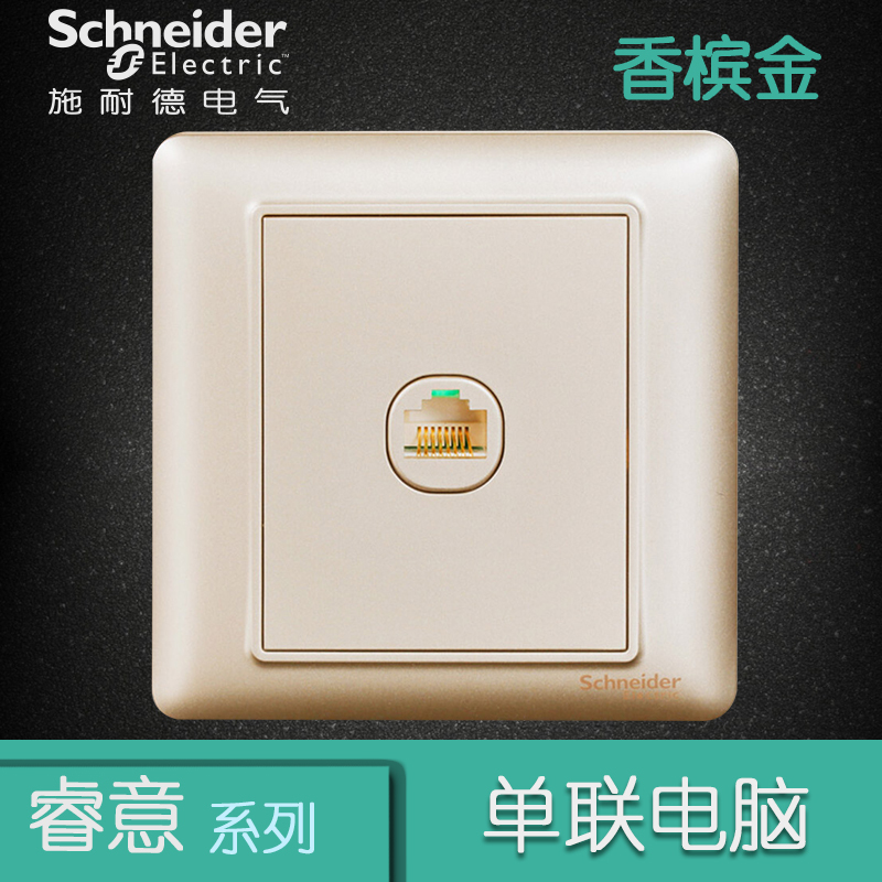 施耐德电气（Schneider Electric） 开关插座 单联电脑信息网络插座面板 墙壁弱电 睿意金