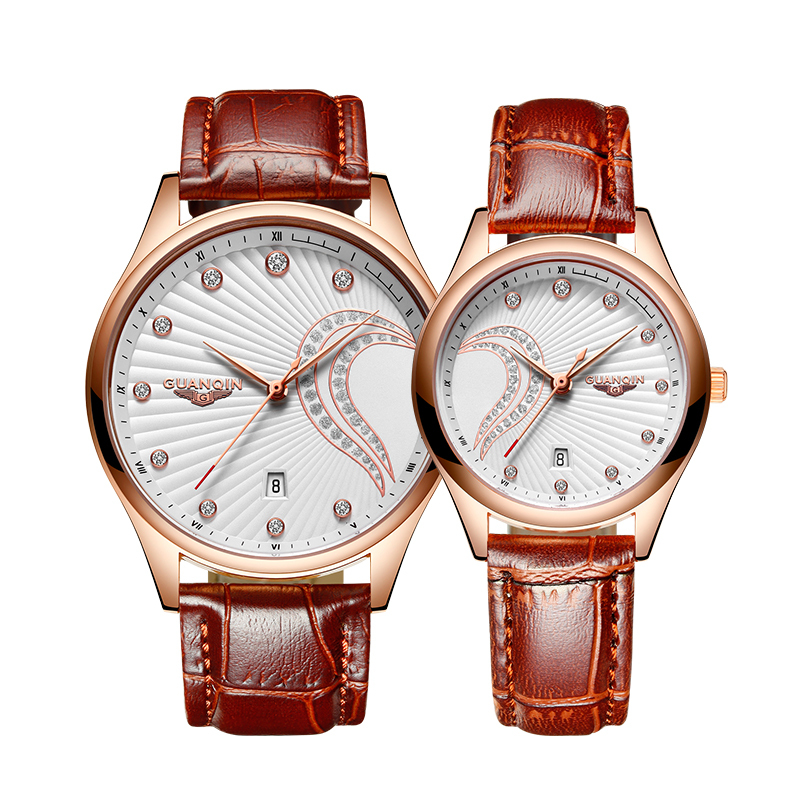 冠琴正品皮带石英表情侣表韩版休闲潮流情侣手表防水对表腕表潮