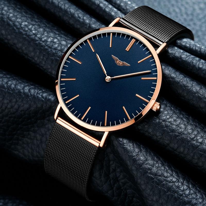 冠琴手表男钢带防水男士薄款学生真皮简约潮流大表盘情侣石英表