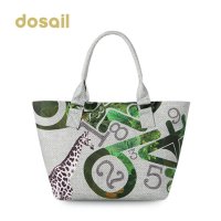 多彩汇欧美时尚单肩女手提纯棉帆布包玩转数字DS9001休闲潮流女大包包