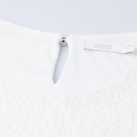 Lagogo2017年冬季新款小香风白色甜美圆领喇叭袖打底衫上衣女宽松