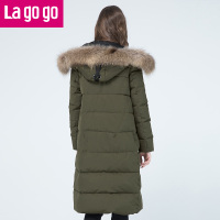 Lagogo/拉谷谷2017冬季新款直筒连帽长袖羽绒服GCYY43YA26