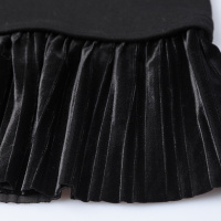 Lagogo冬季新款鱼尾裙半高领修身黑色长袖中长款显瘦连衣裙女