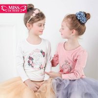 摩登小姐 浪漫印花圆领百搭T恤QQ502001