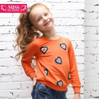 绿盒子童装摩登小姐女童长袖2015秋冬新款 印花卫衣QC502003