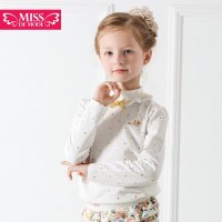 绿盒子童装 摩登小姐 精致花边高领T恤 秋冬新款QD502020