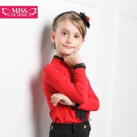 绿盒子童装摩登小姐女童 致赫本黑白灰系列优雅赫本印花高领TQD502016