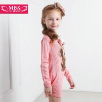 绿盒子童装摩登小姐莱茵河畔系列玫瑰小狗羊毛长毛衣 秋冬新款QQ508005