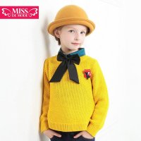 绿盒子童装摩登小姐女童 可爱圆领短款毛衣 秋冬新款QQ508001