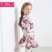 绿盒子童装摩登小姐女童甜美玫瑰印花粉红小套装 秋冬新款QQ517002
