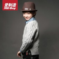 绿盒子童装爱制造男童 圆领粗棒针提花毛衣 秋冬新款MQ408024