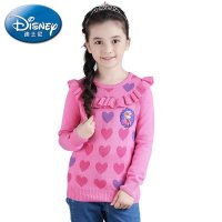 迪士尼正品 迪士尼 冰雪奇缘女童心形印花毛衣秋冬新款FQ508003