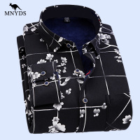 MNYDS/袋鼠 秋装新款商务男士长袖加绒加厚 休闲保暖衬衫