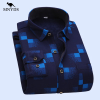 MNYDS/袋鼠 秋装新款商务男士长袖加绒加厚 休闲保暖衬衫