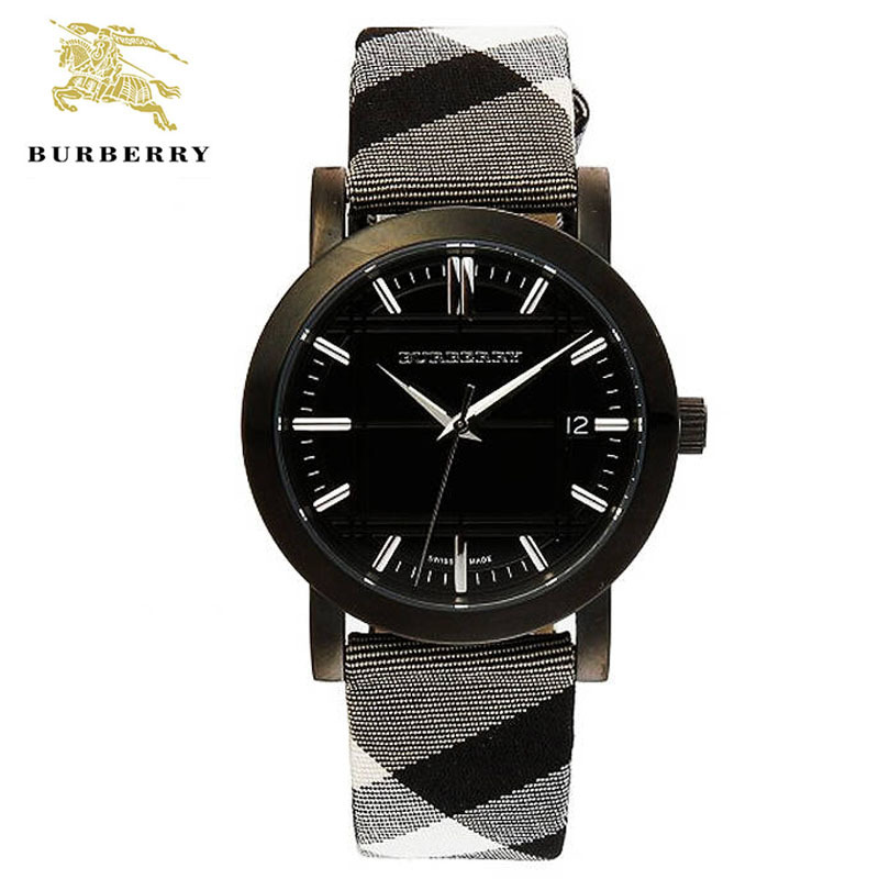 BURBERRY 巴宝莉手表 英伦风情格纹皮带男表BU1377