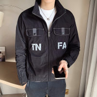 夹克男士2021年春秋季新款休闲印花上衣服潮流帅气工装潮牌外套