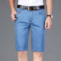 美特邦杰2020夏季薄款宽松直筒牛仔短裤男五分裤百搭休闲男士五分裤夏天轻薄牛仔短裤男浅蓝色