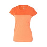 super.natural 瑞士 运动舒适 女子亮橙色拼色cool羊毛T恤