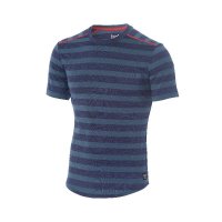 super.natural 瑞士 运动休闲 男子深蓝条纹cool羊毛T恤