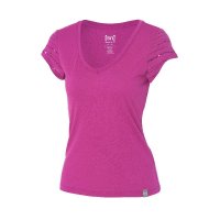 super.natural 瑞士 舒适亲肤 女子紫色cool羊毛V领T恤