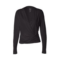 super.natural 瑞士 交叉式 女子黑色cool羊毛运动罩衫