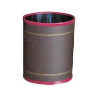 建新 JIANXIN 高档欧式椭圆深啡色皮革垃圾桶 家用垃圾桶 酒店垃圾桶 J524