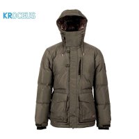 KROCEUS冬季修身连帽户外防风鹅绒羽绒服男士防水耐磨保暖19007