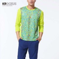 Kroceus科诺修思男式印花长袖T恤吸湿速干抗UV春夏新品22064
