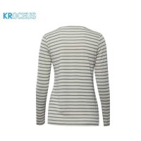 KROCEUS女子天然美丽诺羊毛时尚条纹修身舒适透气长袖T恤 21137