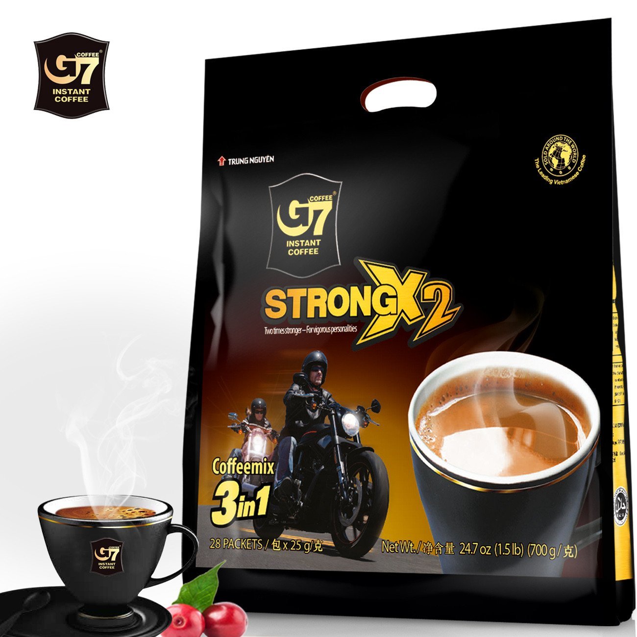 越南原装进口 中原G7浓醇咖啡700g (25g*28包) 三合一速溶咖啡粉袋装 特浓咖啡浓郁 学生熬夜冲饮加班