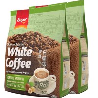 [送杯勺]马来西亚进口 super超级牌炭烧白咖啡540克*2袋 香烤榛果味三合一速溶咖啡 30杯