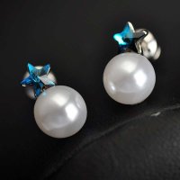 千寻海风(findwind)星光下的吻人造珍珠水晶耳钉耳饰情人节七夕节圣诞节新年礼物送女友送母亲节礼物