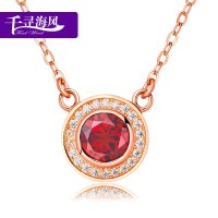 千寻海风(findwind)S925银爱情漩涡石榴石项链 短款锁骨链情人节七夕节圣诞节新年礼物送女友送母亲节礼物