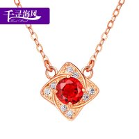 千寻海风(findwind)S925银芳华石榴石项链短款锁骨链情人节七夕节圣诞节新年礼物送女友送母亲节礼物