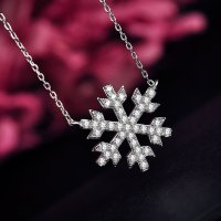 千寻海风(findwind)S925银梦幻雪花水晶项链锁骨链情人节七夕节圣诞节新年礼物送女友送母亲节礼物