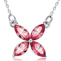 千寻海风(findwind)S925银幸运花水晶项链锁骨 情人节七夕节圣诞节新年礼物送女友送母亲节礼物