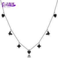 千寻海风(findwind)蜜蝶恋四叶草时尚项链短款锁骨链情人节七夕节圣诞节新年礼物送女友送母亲节礼物