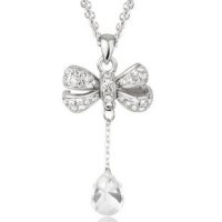 千寻海风(findwind)放飞的幸福施华洛世奇元素水晶蝴蝶结项链情人节七夕节圣诞节新年礼物送女友送母亲节礼物